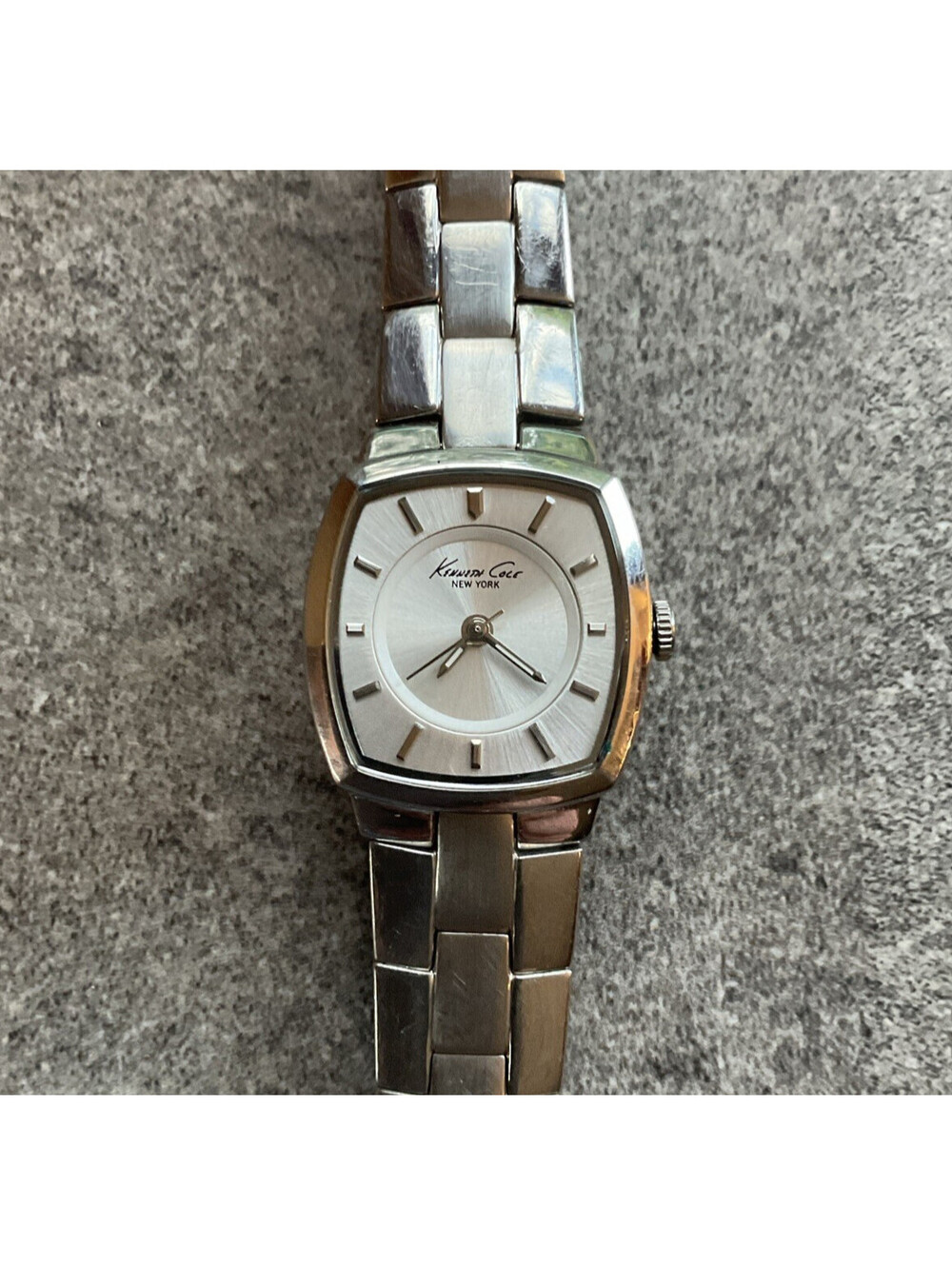 Kenneth Cole Womens Watch 22mm Stainless Steel Case And Band Silver Dial B-W